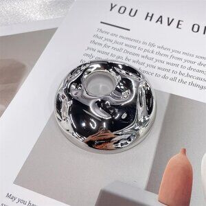 Vintage Geometric Brooch for Women Silver Chunky Hollow Round Disc Pin Jewelry